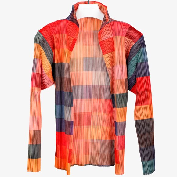 Pleats Please Issey Miyake Archival Multicolour Gradient Squares Jacket, Size XL - Picture 1 of 9